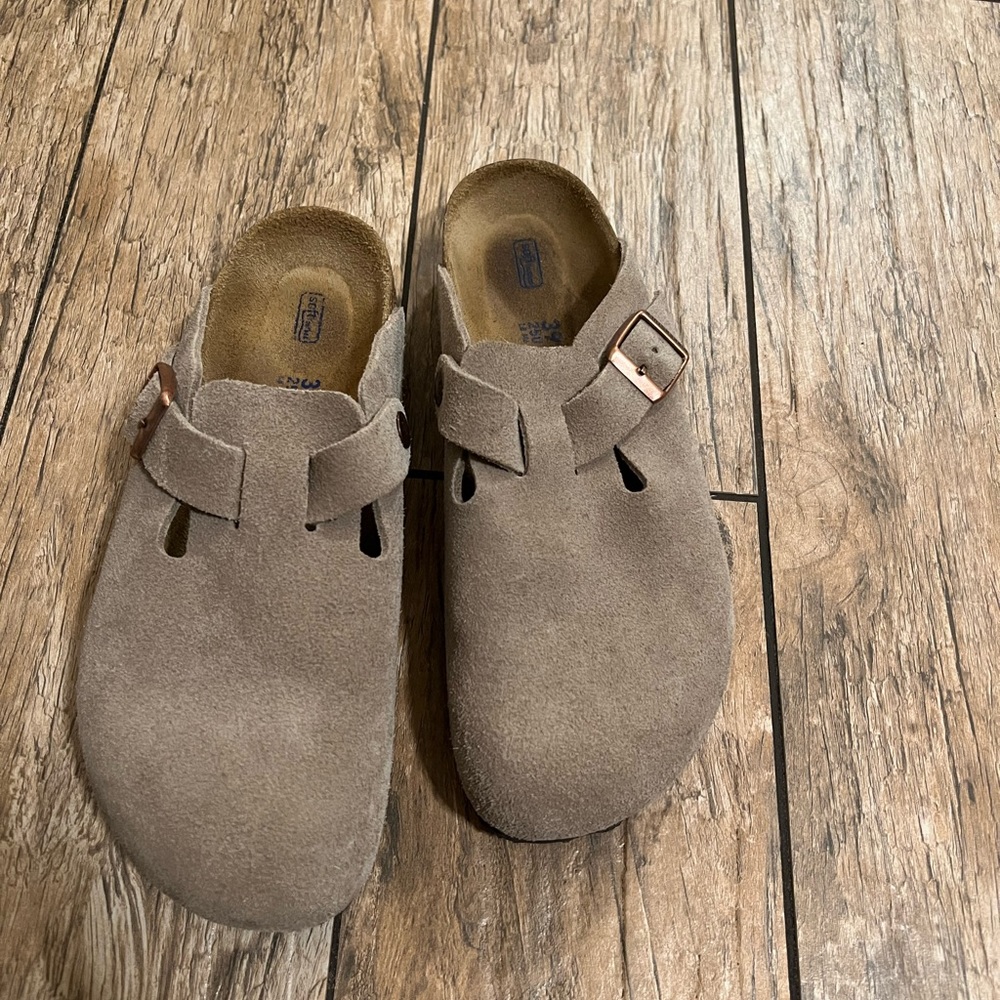 Birkenstock Boston Clogs Suede Taupe
